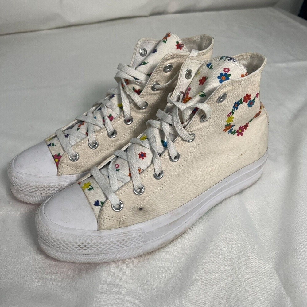 Converse Unisex High-Top Sneakers Floral Pattern Size 9/11‎ Multicolor Canvas